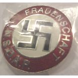 Reproduction Nazi enamel Frauenschaft badge. P&P Group 1 (£14+VAT for the first lot and £1+VAT for