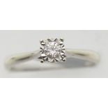 Ladies 9ct white gold fancy diamond solitaire ring. P&P Group 1 (£14+VAT for the first lot and £1+