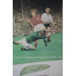 Bert Trautmann signature c.1950's appended to a print, overall 28 x 35 cm, with no COA. P&P Group