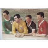 Gordon Banks, Derek Dougan, Dave Gibson and Dave Rodrigues (Leicester City) signed magazine page,