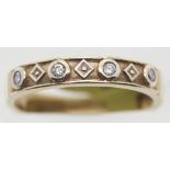 Ladies four stone diamond ornate wedding band, size O, 3.1g. P&P Group 1 (£14+VAT for the first