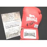 James DeGale signed red Lonsdale boxing glove with CoA from Montage Moments. P&P Group 2 (£18+VAT