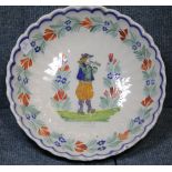 Large Henriot Quimper hand painted bowl with fluted rim. D: 27 cm . Condition report: few nibbles to