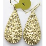 Ladies gold plated silver mesh drop earrings. P&P Group 1 (£14+VAT for the first lot and £1+VAT