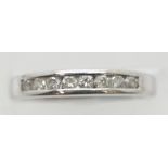 Ladies 9ct white gold diamond half eternity ring, size K, 2.5g. P&P Group 1 (£14+VAT for the first