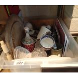 Box of mixed house hold ceramic ware etc. This lot is not available for in-house P&P, please contact