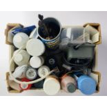 Tray Containing Spray Paints, Glue & Paint Brushes - All Used, 1x Hornby Dublo Power Controller /