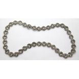 Vintage presumed silver marcasite necklace. P&P Group 1 (£14+VAT for the first lot and £1+VAT for