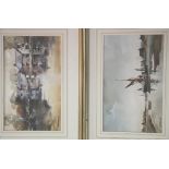 JOHN SNELLING pair of coastal scene watercolours. 42 x 28 cm. P&P Group 3, will be sent without