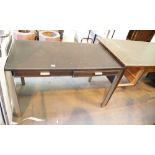 Modern leather top desk with two drawers. This lot is not available for in-house P&P, please contact