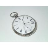 Fine silver key wind pocket watch with subsidiary seconds dial. Working at lotting up. P&P group