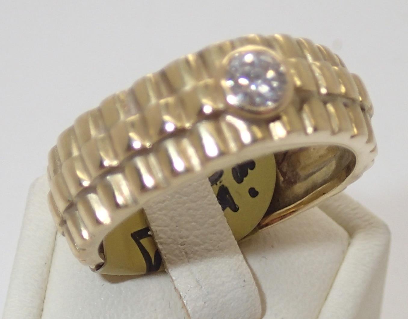 Gents 18ct Rolex style diamond ring, size V, 10.5g P&P group 1 (£16 for the first item and £1.50 for