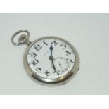 Cymrex Watch Co crown wind white metal pocket watch. Working at lotting up. P&P group 1 (£16 for the