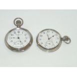 Two white metal pocket watches by New York Standard Watch Co and Edgar H Wilks of Wrexham P&P