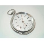 Hallmarked silver Waltham key wind pocket watch no 7948474 assay Birmingham 1896. Working at lotting