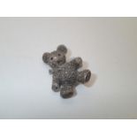 Marcasite vintage teddy bear brooch with ruby eyes, H: 40 mm P&P group 1 (£16 for the first item and