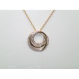 Silver-gilt stone set pendant on chain, L: 45 cm P&P group 1 (£16 for the first item and £1.50 for