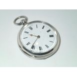 Hallmarked silver pocket watch assay Birmingham 1872. Working at lotting up. P&P group 1 (£16 for