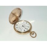 Thomas Russell & Son liverpool gold plated crown wind full hunter pocket watch. Working at lotting