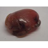 Loose gemstones: a carved agate scarab 26mm x 22.7mm. The underside is carved also Please note