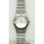 Omega Constellation gents mid size stainless steel wristwatch with mother of pearl dial and