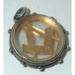 Antique silver masonic pendant, D: 21 mm P&P group 1 (£16 for the first item and £1.50 for