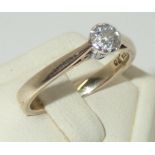9ct gold diamond solitaire engagement ring, size L, 2.3g P&P group 1 (£16 for the first item and £