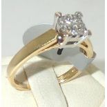 Ladies 18ct gold, four stone princess cut diamond ring, approximately 50 points, 1/2ct Size K 3.1g