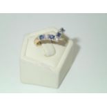 18ct gold diamond & sapphire wishbone ring, size L, 2.9g P&P group 1 (£16 for the first item and £