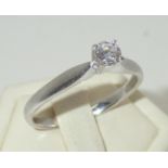 Contemporary 18ct white gold solitaire diamond ring, size Q, 3.2g P&P group 1 (£16 for the first