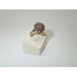 Vintage 9ct gold diamond flower head cluster ring, size O, 3.2g P&P group 1 (£16 for the first