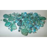 Loose stones: large amount of various turquoise pieces, some still metal mounted gross weight 94.