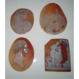 Four large 19th century cameos P&P group 1 (£16 for the first item and £1.50 for subsequent items)