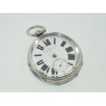 Hallmarked silver key wind fusee pocket watch maker E Hodgson Langley Moor assay Chester 1892.