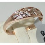 Ladies 14ct rose gold ring Size S 2.0g P&P group 1 (£16 for the first item and £1.50 for