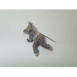 Silver and marcasite teddy bear pin brooch P&P group 1 (£16 for the first item and £1.50 for