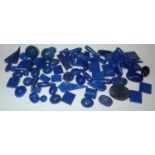 Loose gemstones: lapis lazuli, largest stone weighing 38.45cts, D: 18.38mm gross weight 150g