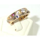 Excellent quality 18ct white and yellow gold heavy gauge band set with a large raised diamond and