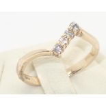 Contemporary 14ct gold four stone diamond ring, size J, 1.5g P&P group 1 (£16 for the first item and