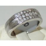 9ct gold three row fancy diamond ring Size L 5.1g P&P group 1 (£16 for the first item and £1.50