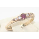 Antique 18ct gold ruby and diamond ring, size N/O, 3.1g P&P group 1 (£16 for the first item and £1.