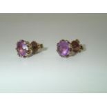 Pair of 15ct large amethyst screw-back earrings, 2.5g P&P group 1 (£16 for the first item and £1.