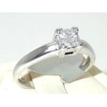 Ladies 18ct gold, four stone, princess cut fancy diamond ring Size K 2.7g P&P group 1 (£16 for the