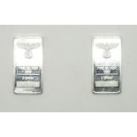 Two German 5g pure silver bars P&P group 1 (£16 for the first item and £1.50 for subsequent items)