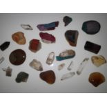 Loose stones: good Victorian collection of natural stones including several moss, banded and