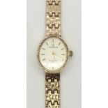 Ladies 9ct gold Sovereign wristwatch on 9ct gold bracelet, gross weight 12.2g. Working at lotting up