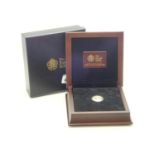 2012 Olympic 22ct proof Vulcan quarter ounce coin in original Royal Mint box with CoA P&P group