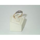 Vintage 18ct gold diamond boat-shape ring set with five graduated stones c1917, size O, 2.0g Good