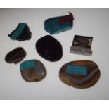 Loose stones: good collection of large natural stones including banded agate and turquoise, all with