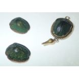 Three scarabs previously removed from Victorian jewellery P&P group 1 (£16 for the first item and £